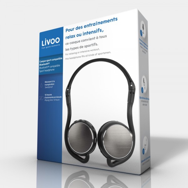 LIVOO TES207N Casque sport compatible Bluetooth® Noir-04